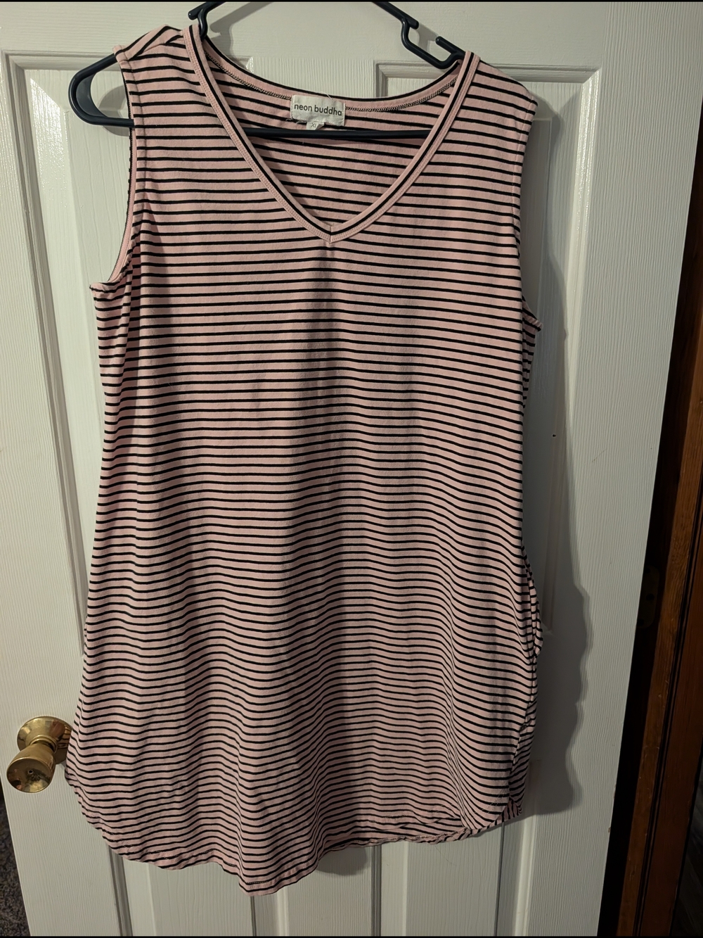 neon buddha Pink and Black Striped Dress